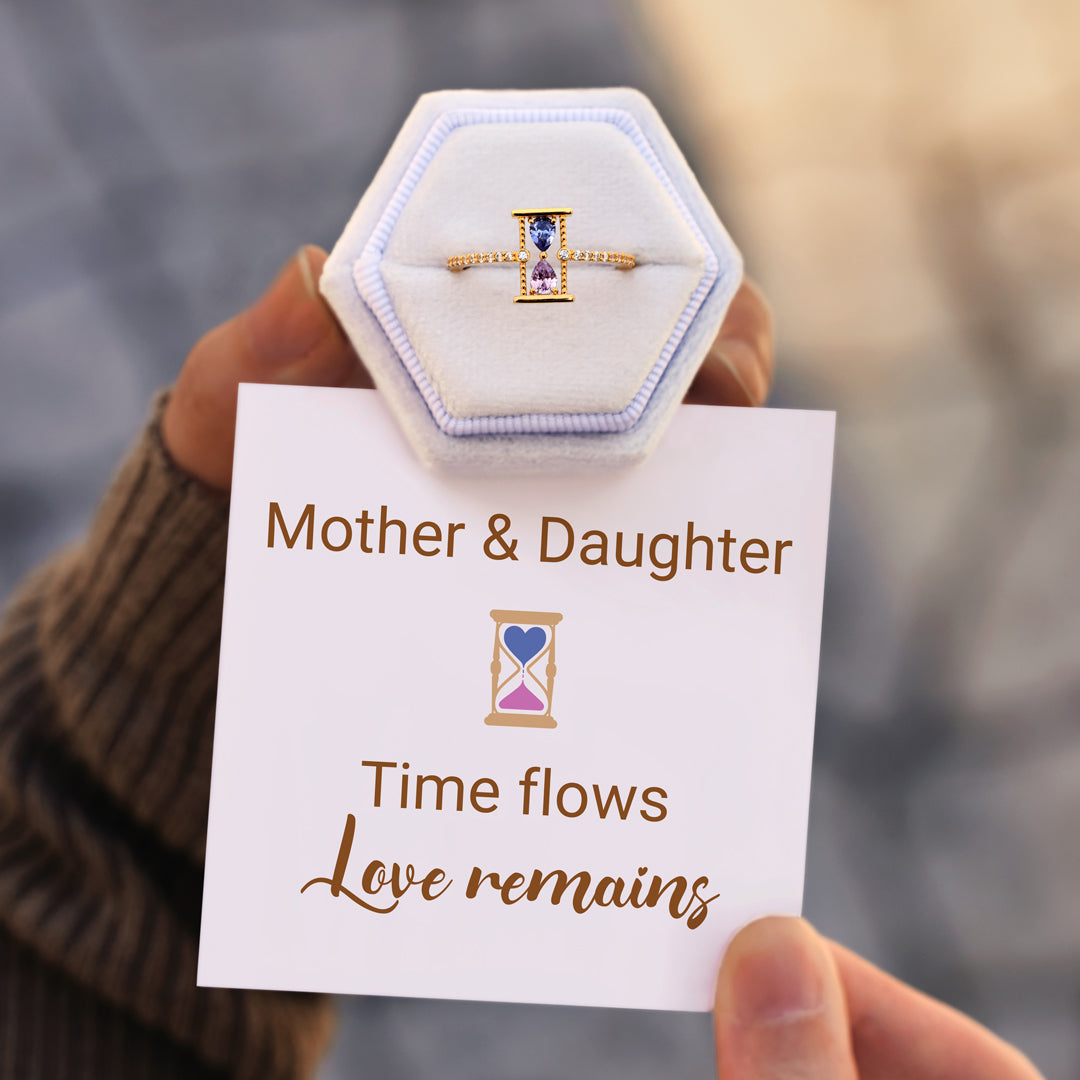 Love Remains Hourglass Double Birthstone Ring