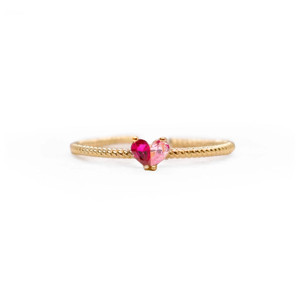 Custom Tiny Heart Birthstone Adjustable Ring