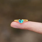 Custom Tiny Heart Birthstone Adjustable Ring