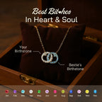 Best Btches Linking Hearts Circle Birthstone Necklace