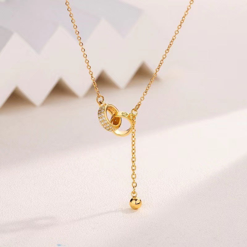 For Love- Interlocked Diamond Tassel Necklace
