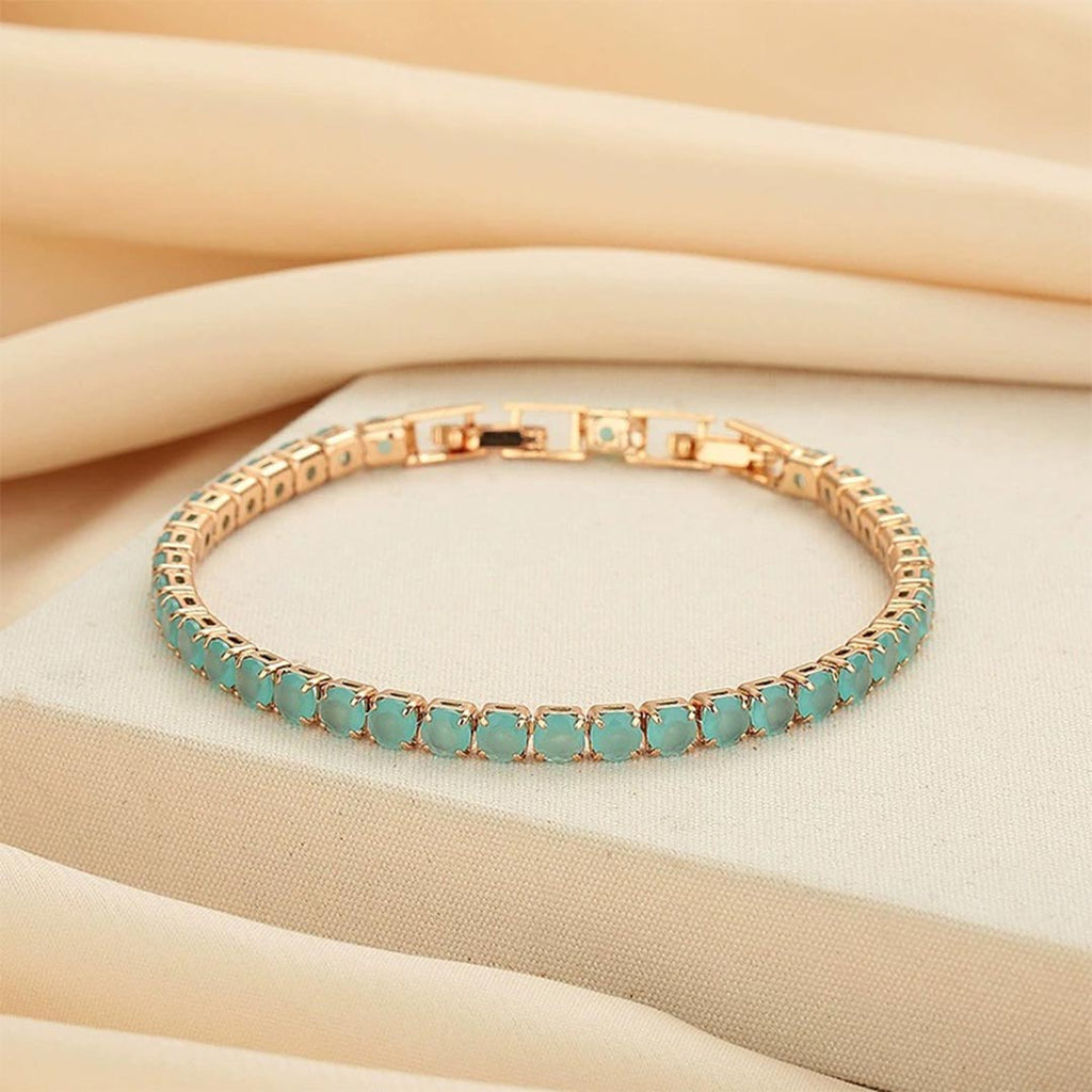 Thalassophile Teal Matte Crystal Tennis Bracelet