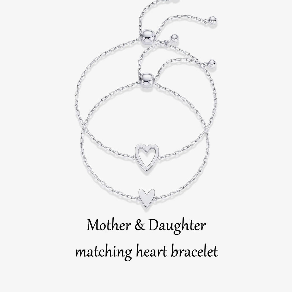 Mother & Daughter Matching Heart Beat Bracelet Set
