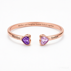 Mother And Daughter Double Heart Custom Birthstone&Name Bracelet