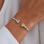 Grandmother And Granddaughter Double Heart Custom Birthstone&Name Bracelet