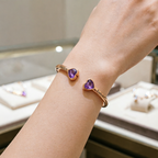 Grandmother And Granddaughter Double Heart Custom Birthstone&Name Bracelet