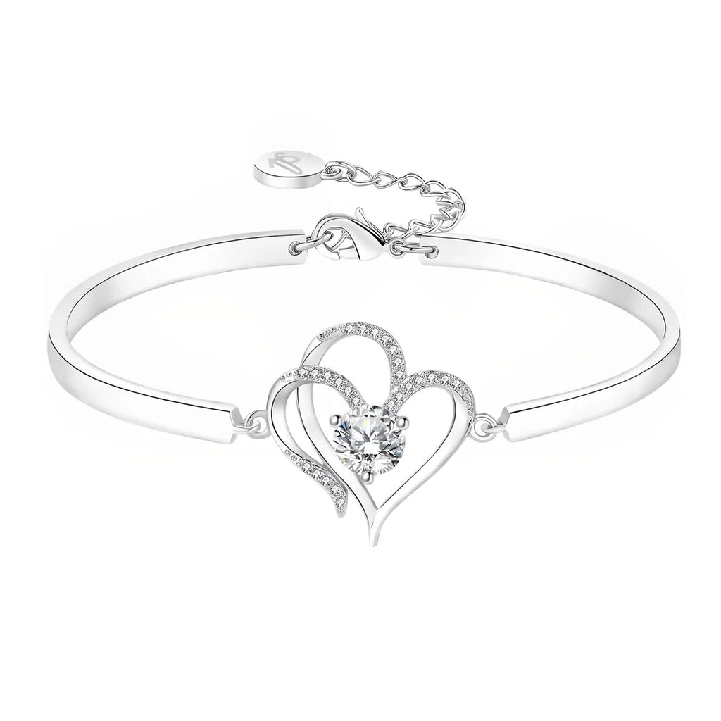 To My Granddaughter- We Are Connected By Heart Diamond Bracelet