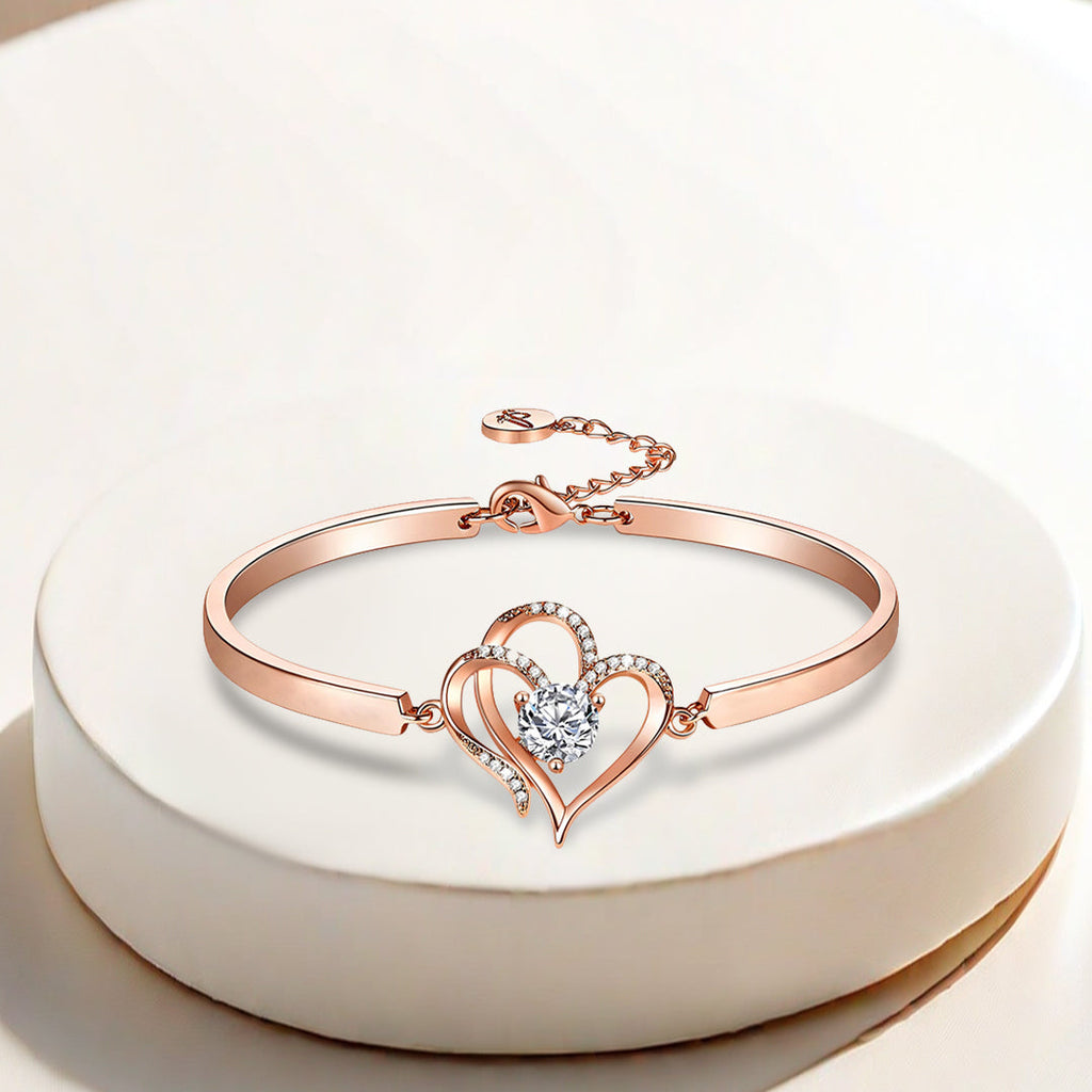 To My Granddaughter- We Are Connected By Heart Diamond Bracelet