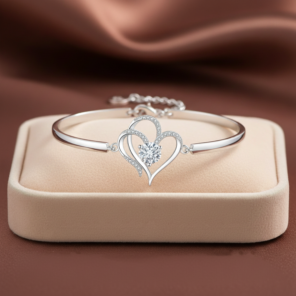 To My Granddaughter- We Are Connected By Heart Diamond Bracelet