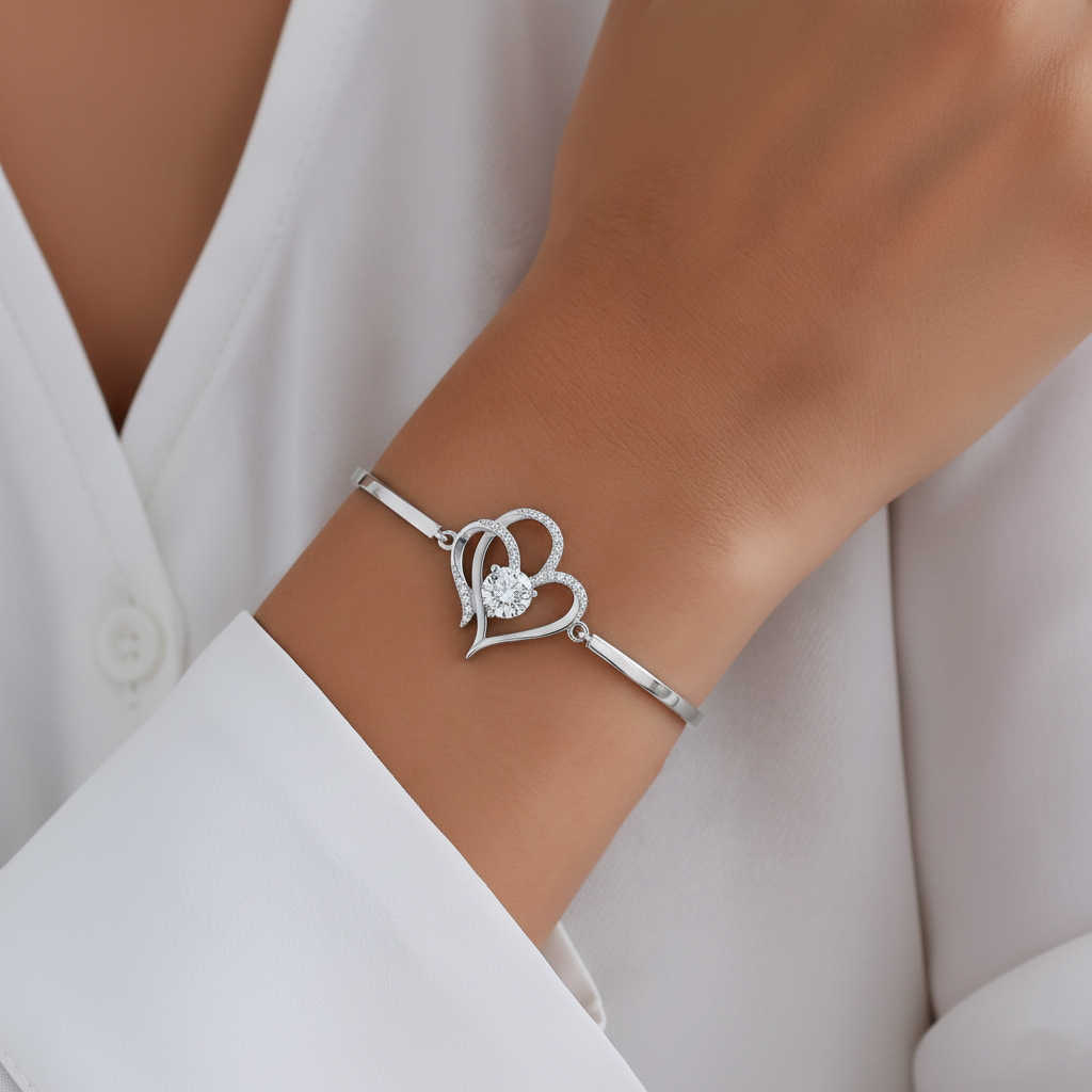 To My Granddaughter- We Are Connected By Heart Diamond Bracelet