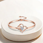 To My Daughter- We Are Connected By Heart Diamond Bracelet