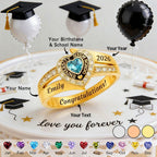 Personalized Engraved Birthstone Graduation Ring - Gifts for Graduates
