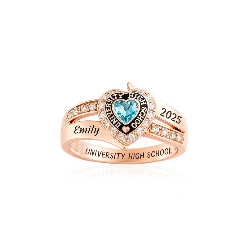 Custom Engraved Birthstone Graduation Ring - Gifts for Graduates