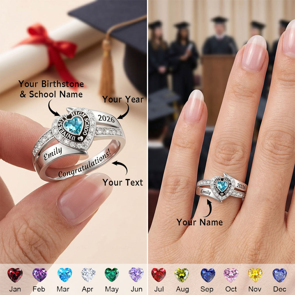 Custom Engraved Birthstone Graduation Ring - Gifts for Graduates
