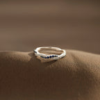 Personalized Wavy Birthstone Promise Ring