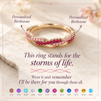 Personalized Wavy Birthstone Promise Ring