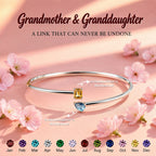 Grandmother And Granddaughter Custom Double Birthstones Bracelet