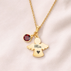 Always In My Heart, Personalized Angel Charm Birthstone Memorial Necklace