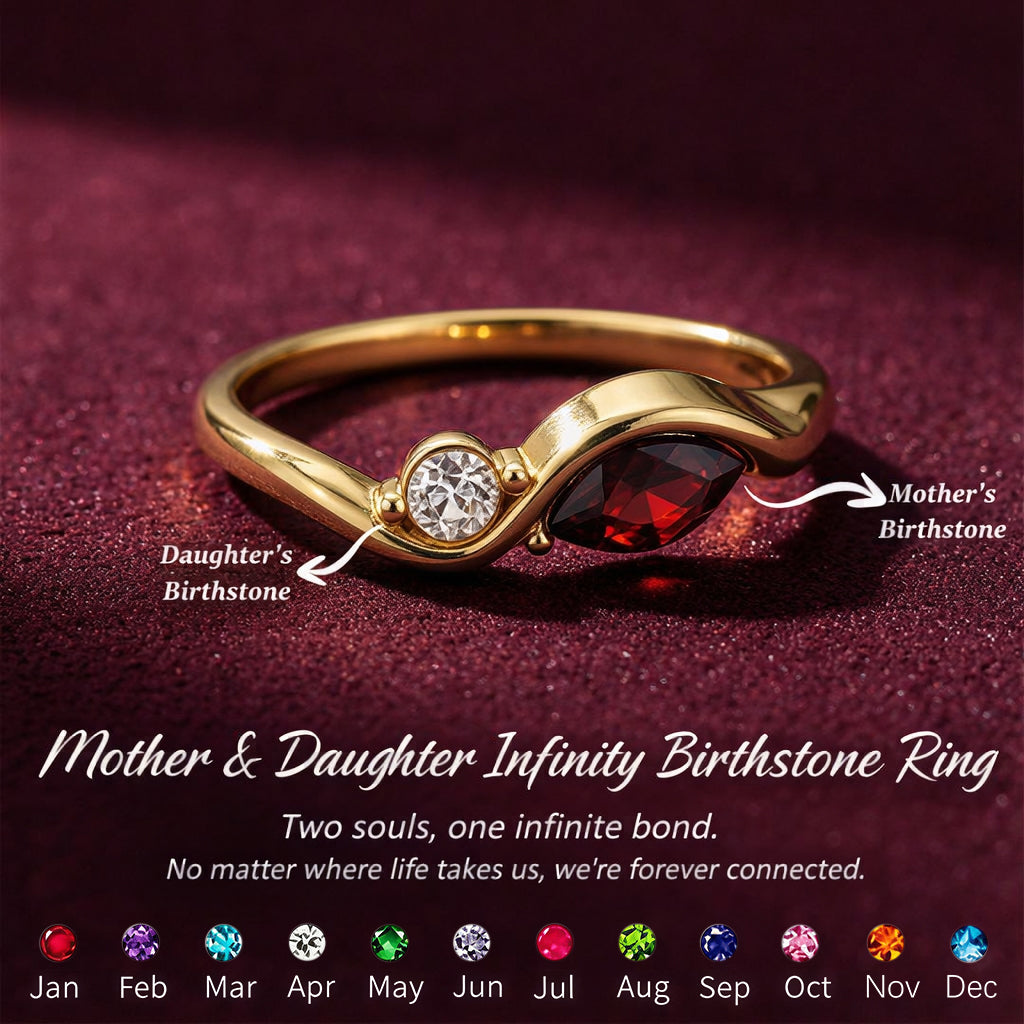 Personalized Mother&Daughter Infinity Birthstone Ring