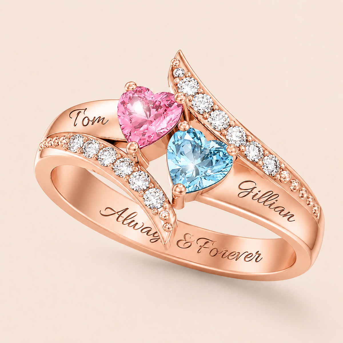 I Love You Forever | Personalized Promise Birthstones Ring