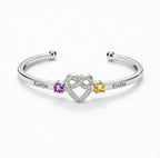 Mother And Daughter Heart Custom Birthstone&Name Bracelet