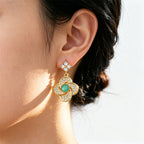 Turquoise Blossom Earrings-Carry Peace Close to Your Heart