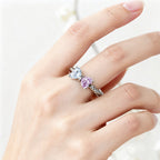 Mother&Daughter Double Birthstones Bow Ring