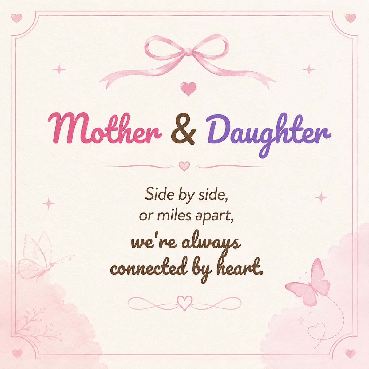 Mother&Daughter Double Birthstones Bow Ring
