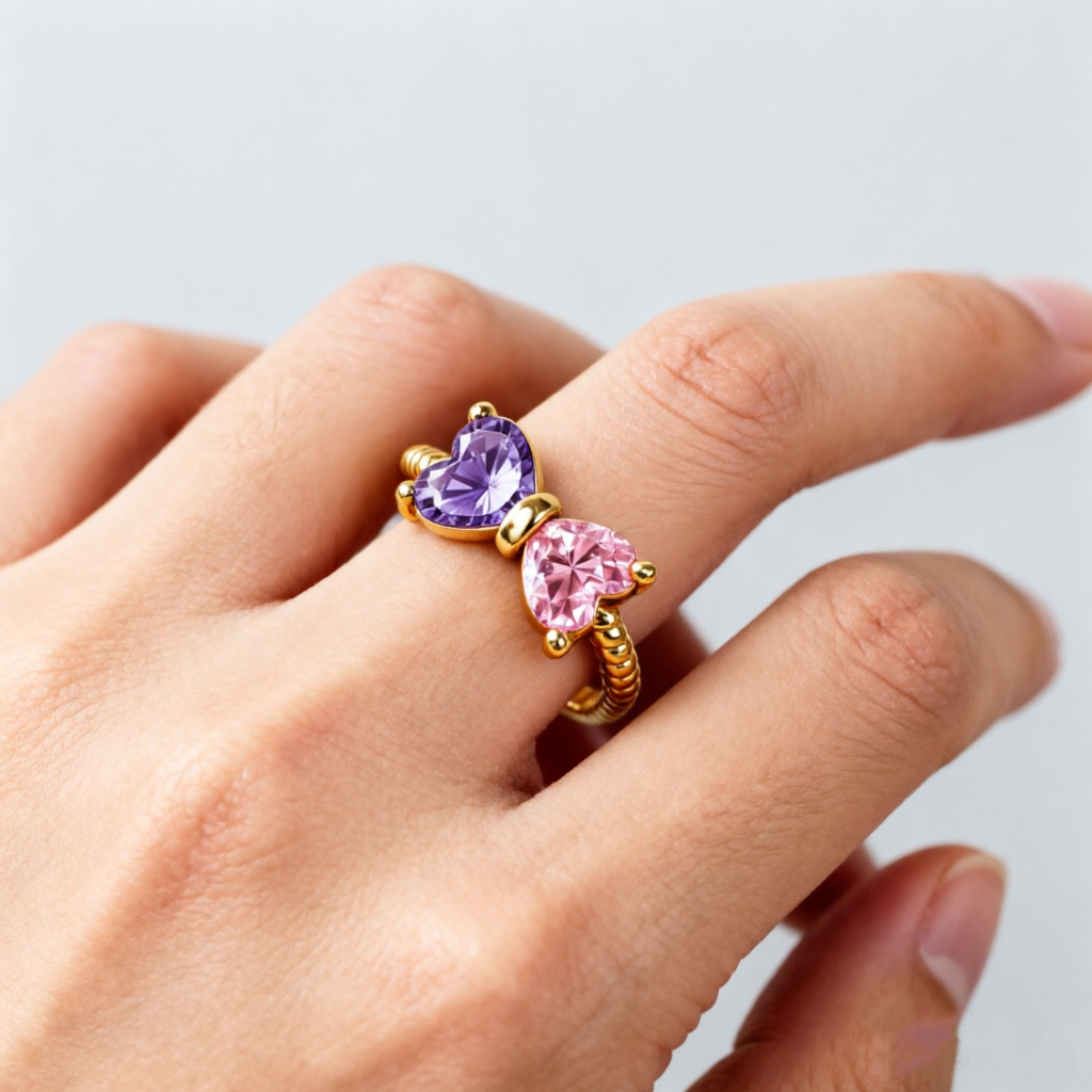 For Friend-Not Sisters By Blood But Sisters By Heart Custom Birthstones Bow Ring