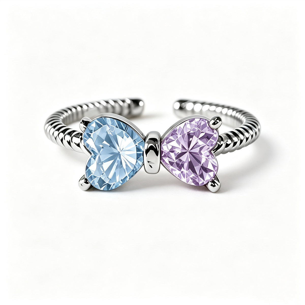 For Friend-Not Sisters By Blood But Sisters By Heart Custom Birthstones Bow Ring