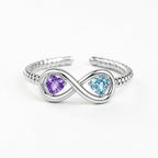 Mother&Daughter Connected By Heart Double Birthstones Infinity Ring