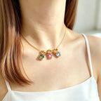 Personalized Heart Birthstone Doll Family Necklace