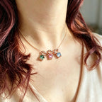 Personalized Heart Birthstone Doll Family Necklace