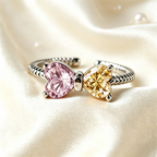 Grandmother&Granddaughter Double Birthstones Bow Ring