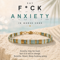 ‘F*ck Anxiety’ Ocean Teal Morse Code Tile Bracelet