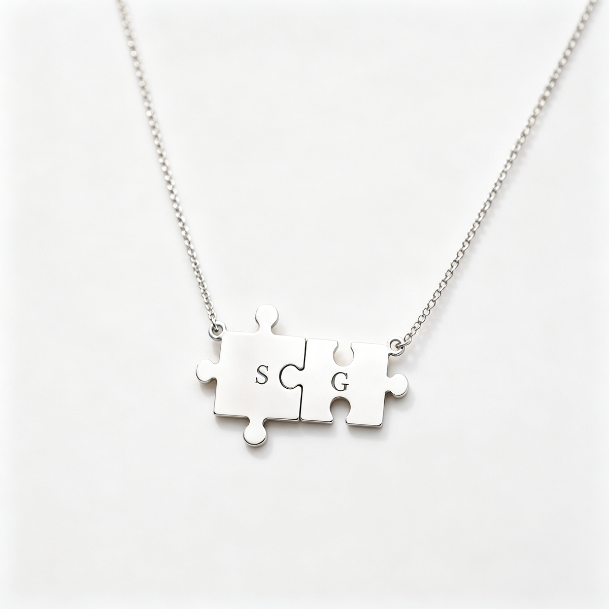 For Love- You Complete Me Custom Initial Puzzle Necklace