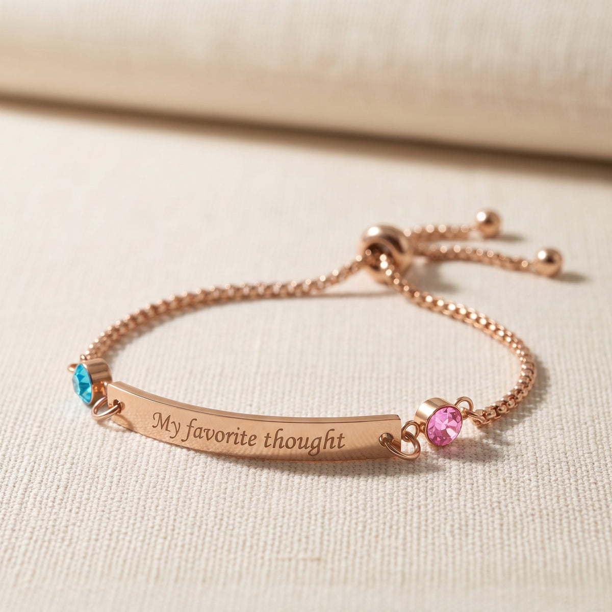 Mother&Daughter Personalized Birthstone Engraved Bar Bracelet