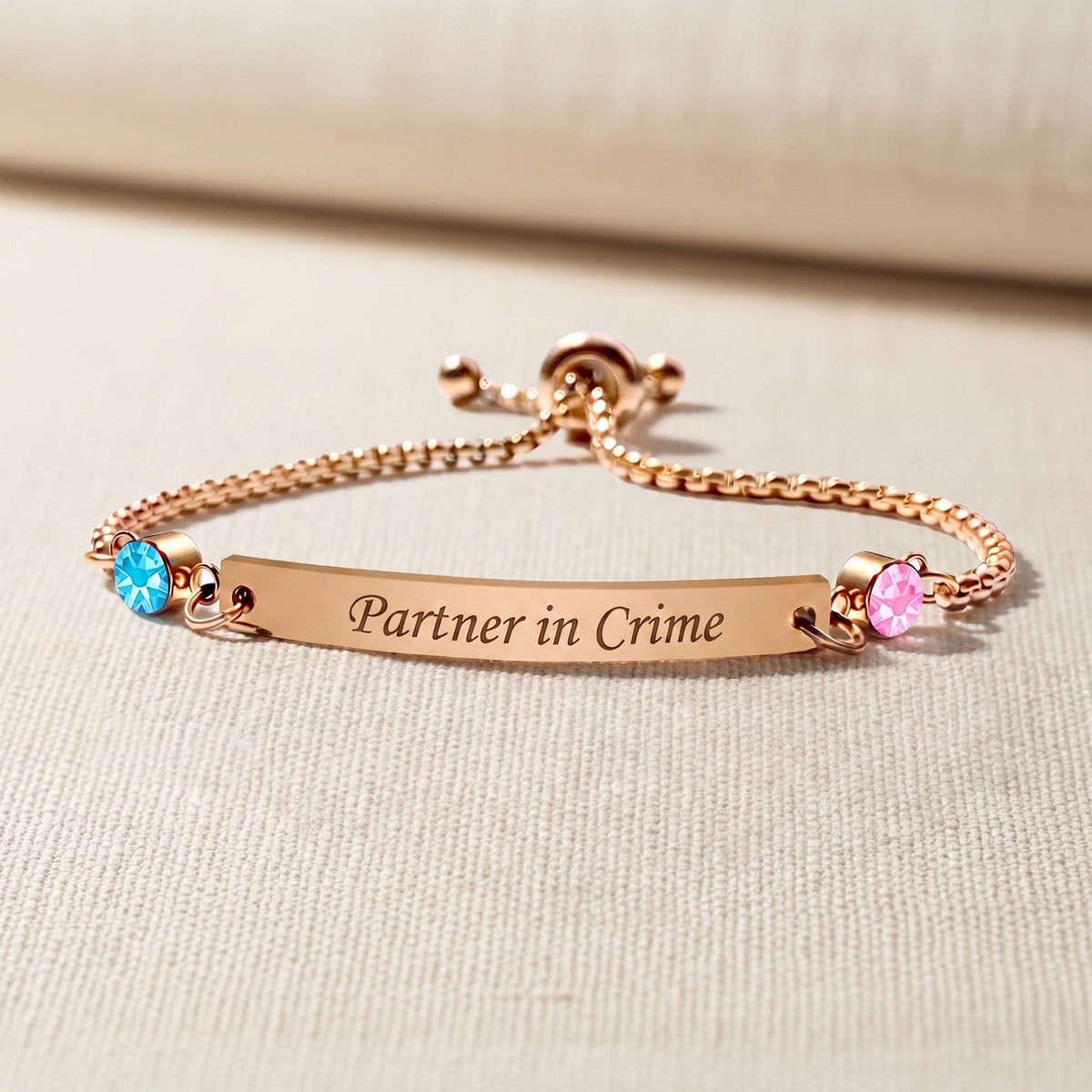 Mother&Daughter Personalized Birthstone Engraved Bar Bracelet