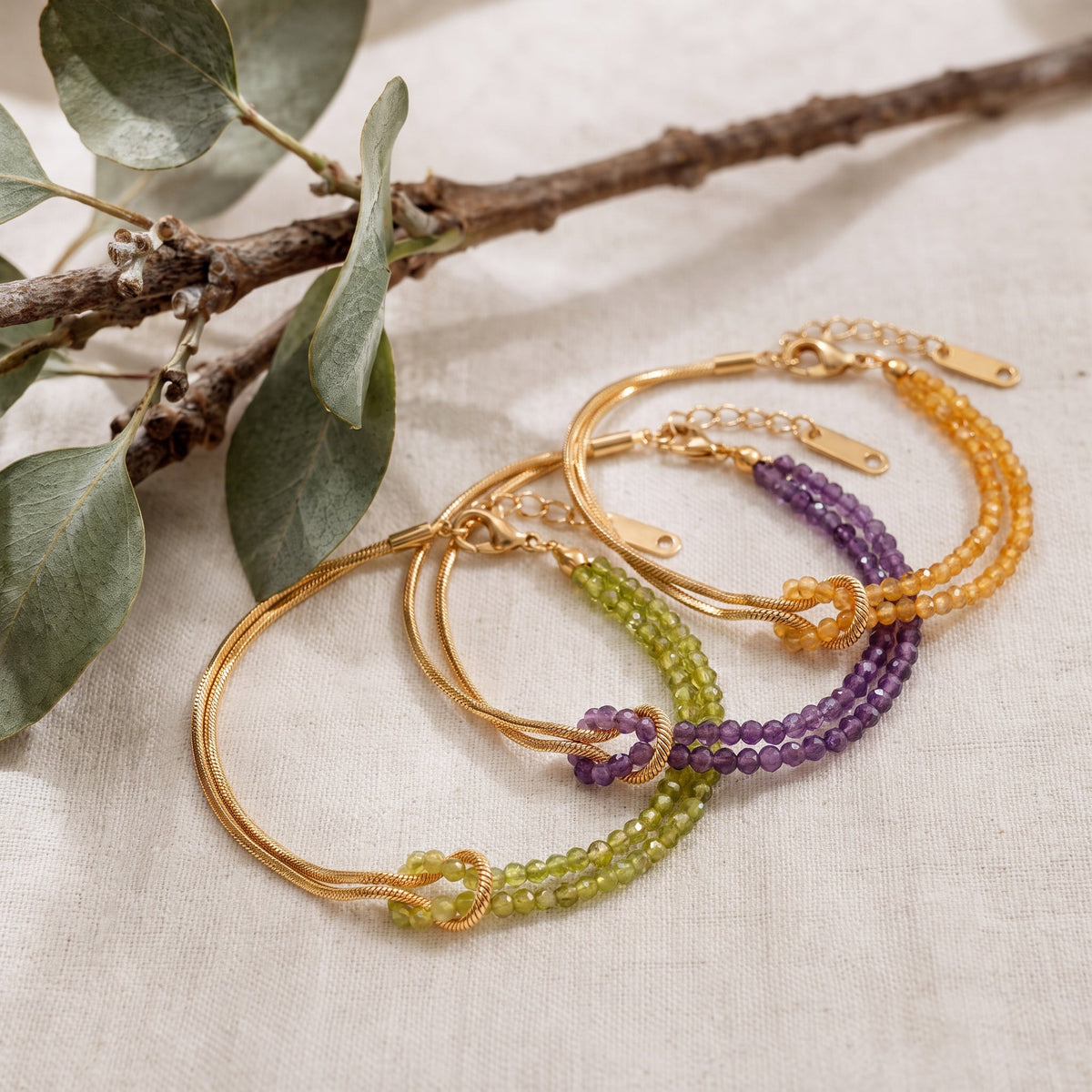 For Her – She Was Born to Be Strong Personalized Birthstone Beaded Knot Bracelet