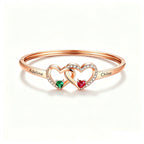 Personalized Grandmother And Granddaughter Double Heart Birthstone&Name Bracelet