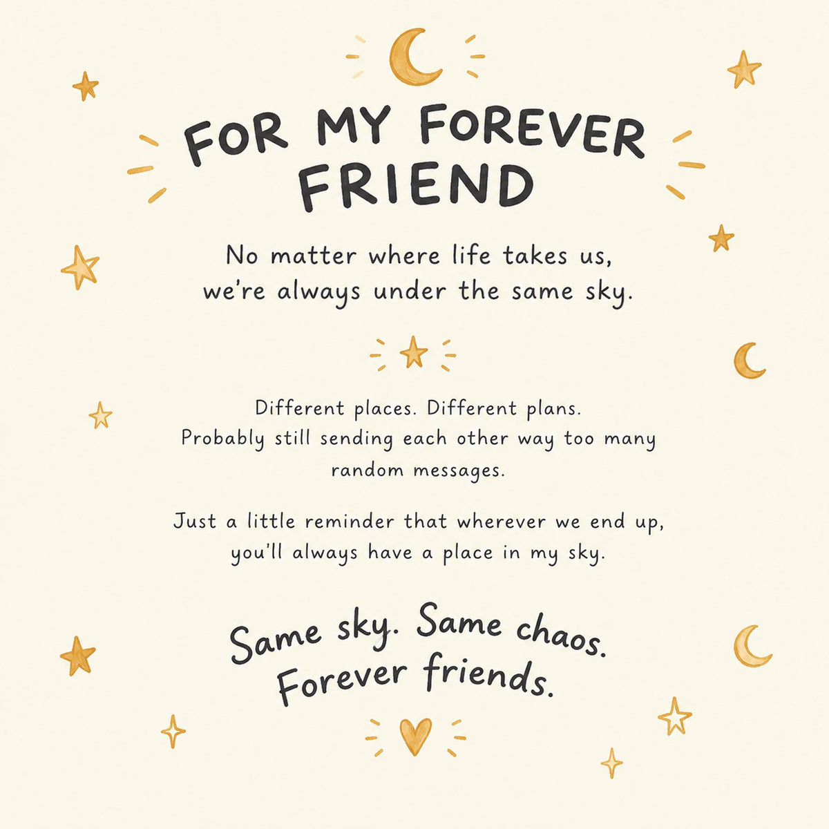 For Friend – Same Sky Forever Friend Gold Open Cuff Bracelet