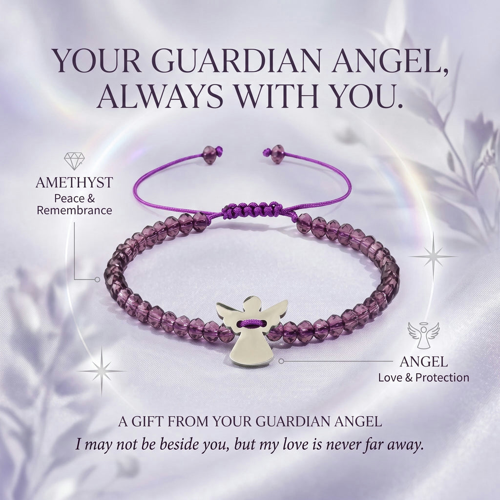 For Memorial–Loved One Guardian Angel Amethyst Bracelet