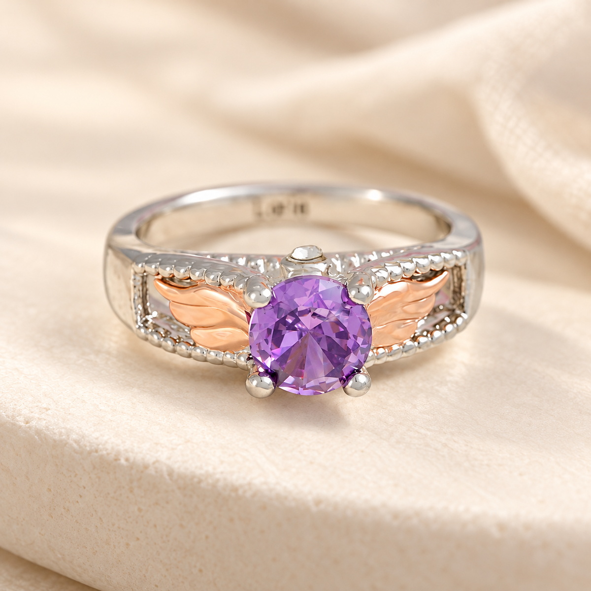 Personalized Hug From Heaven Memorial Angel Wings Ring