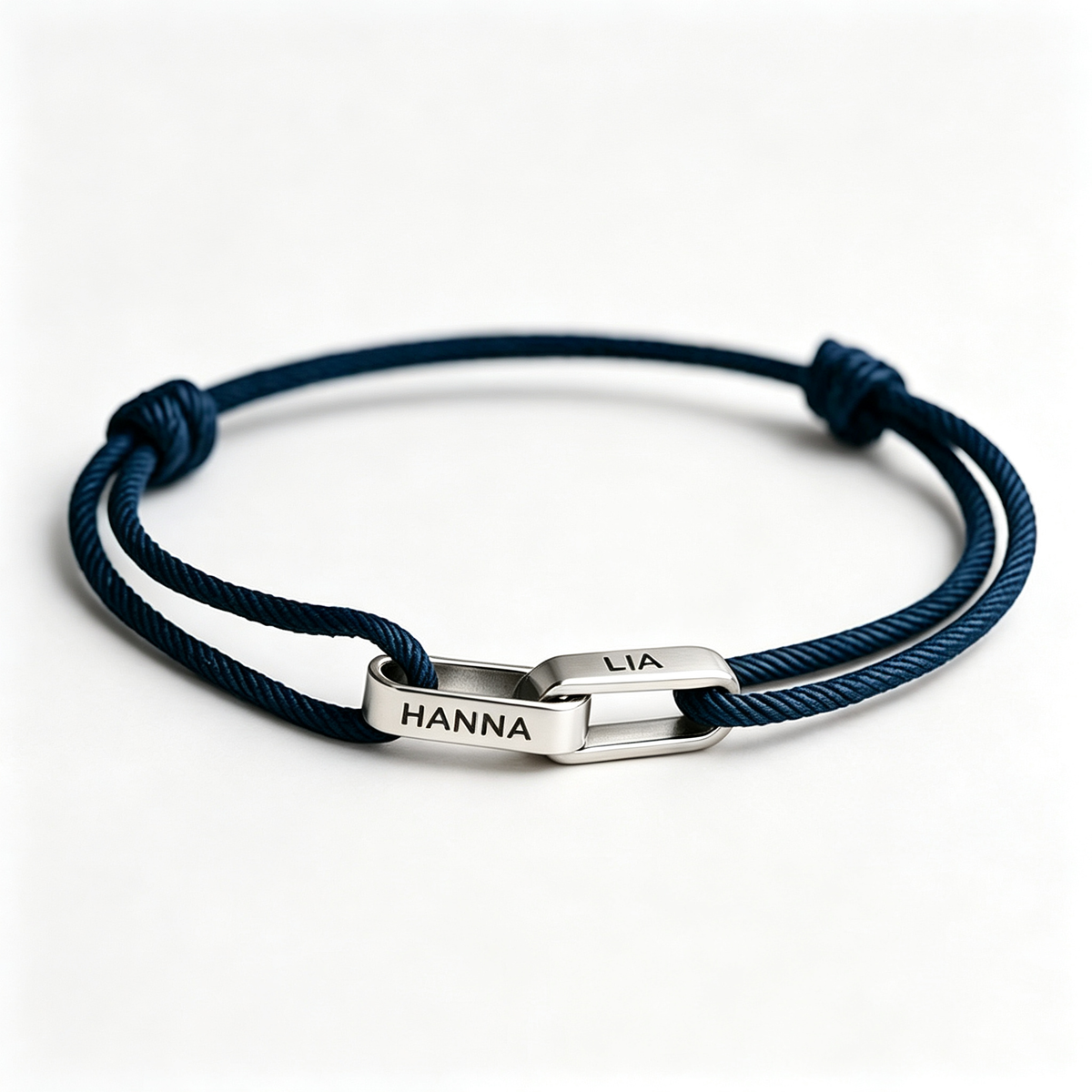 Couple Connected Hearts Personalized Name Bracelet — 2