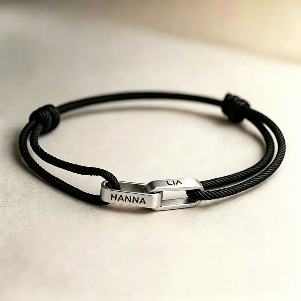 Couple Connected Hearts Personalized Name Bracelet — 4