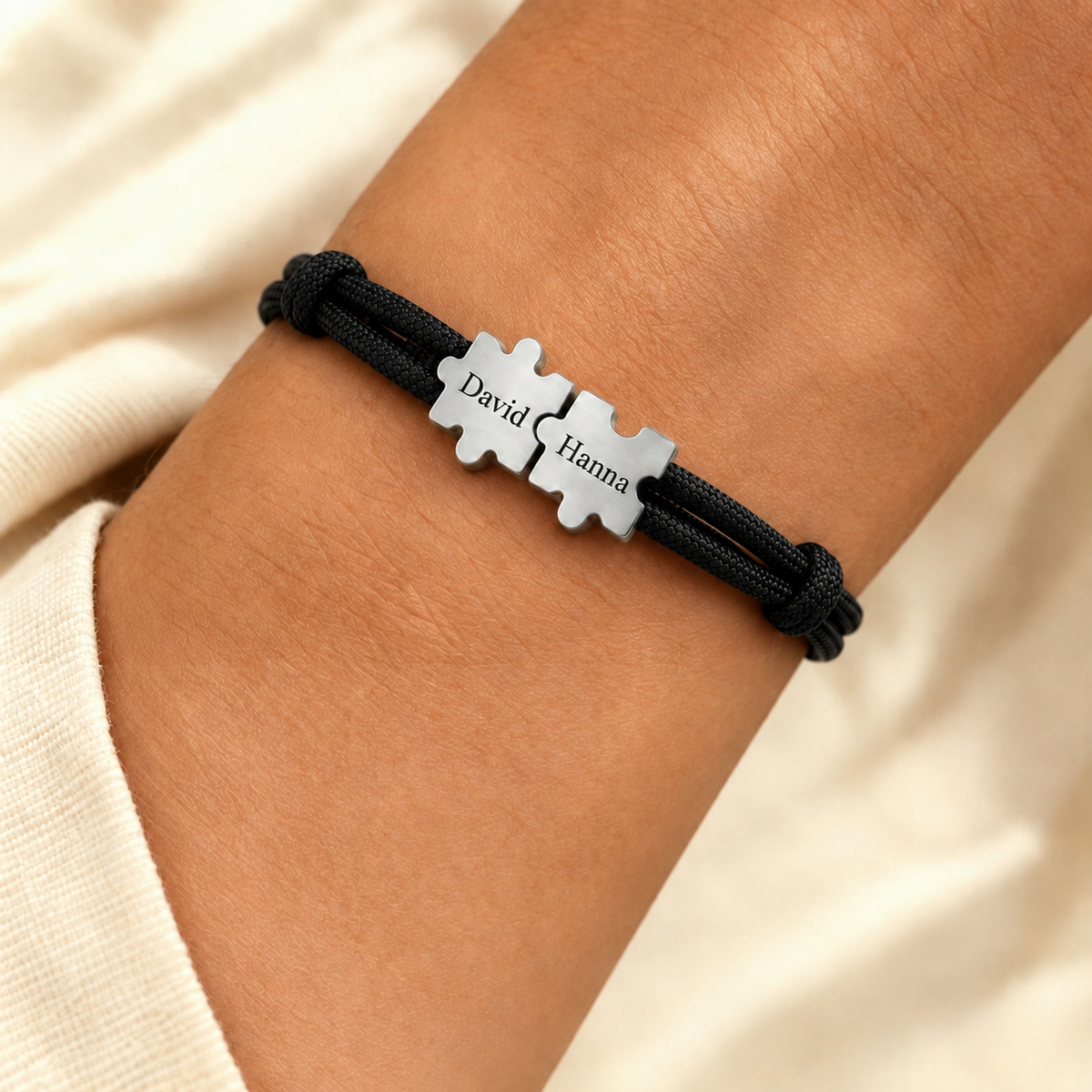 Couple Puzzle Personalized Name Bracelet — 1