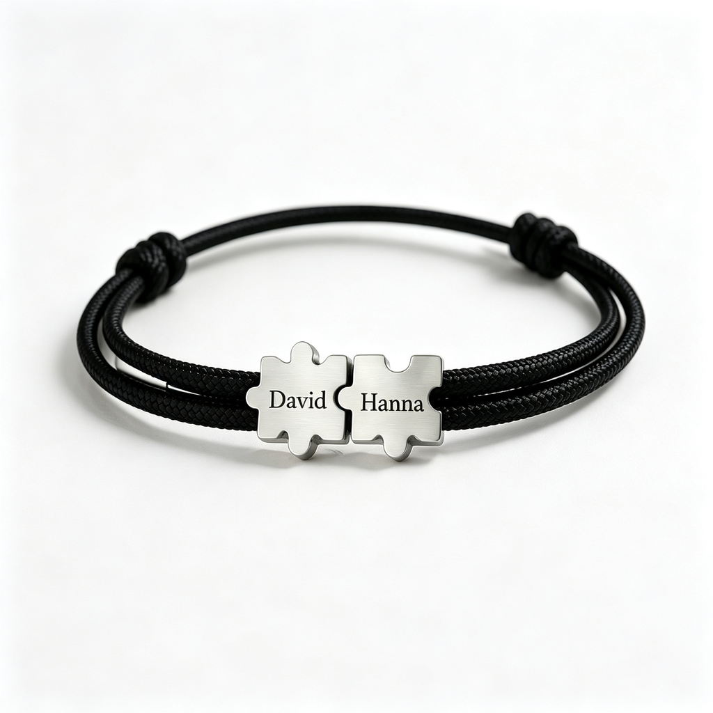 Couple Puzzle Personalized Name Bracelet — 2