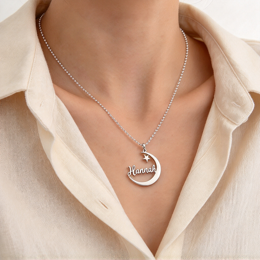 Daughter Moon Personalized Name Necklace — 1