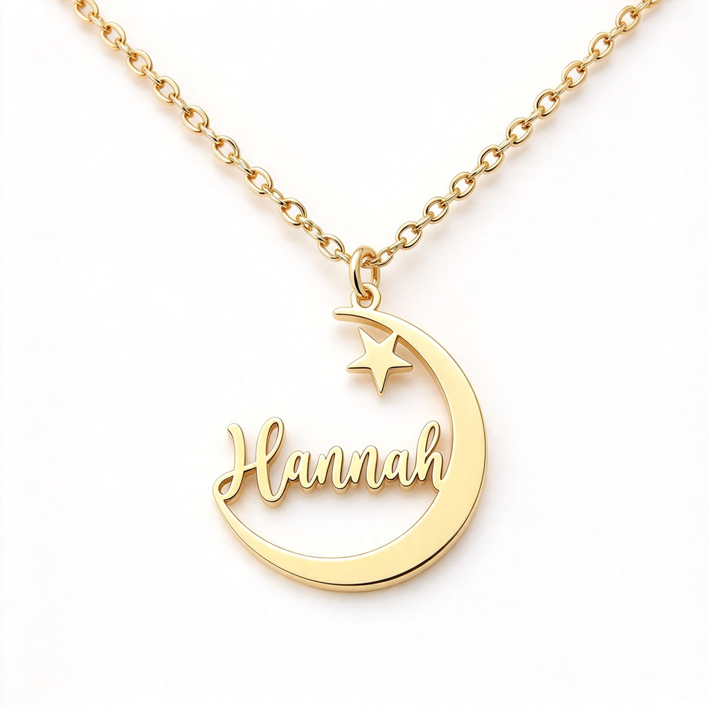 Daughter Moon Personalized Name Necklace — 4