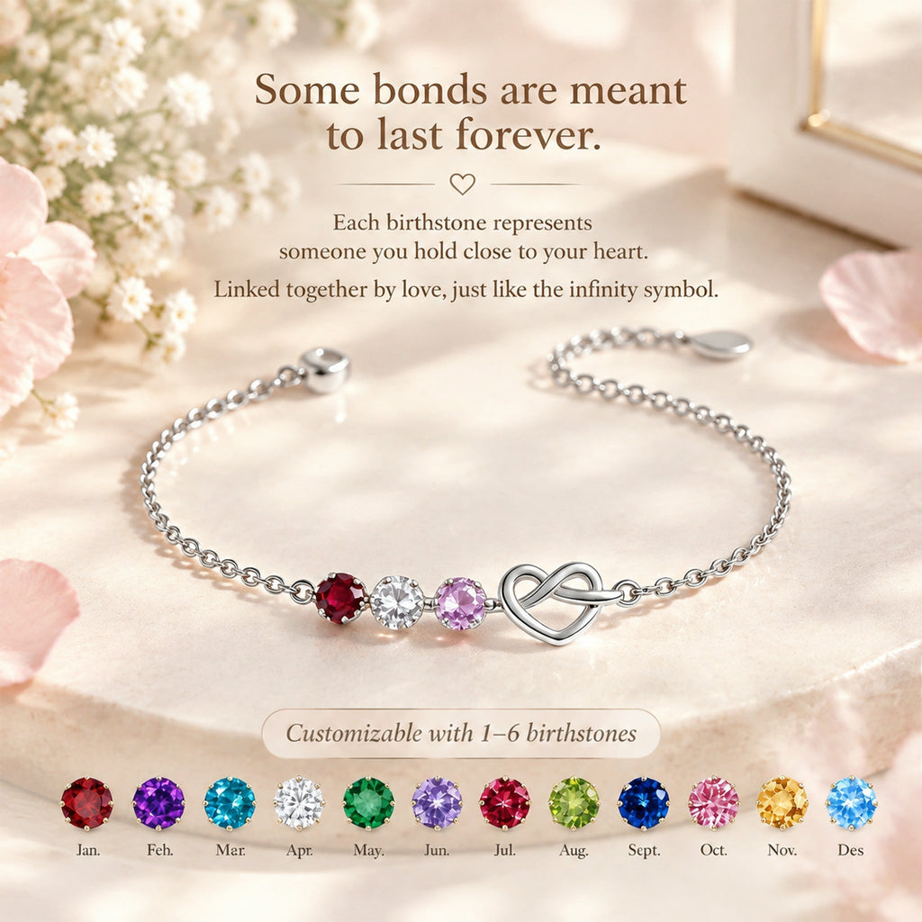 Love Knot Family Birthstone Bracelet — 8